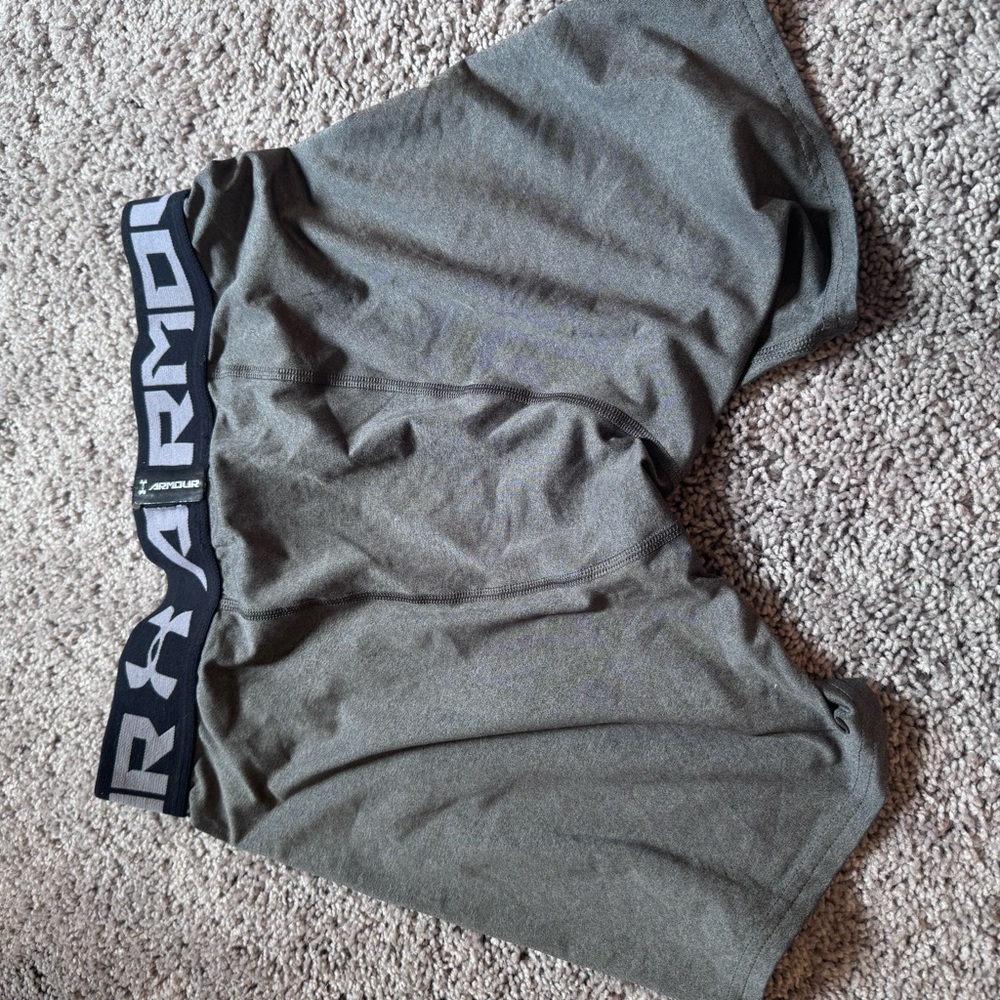Under armour gym workout bodybuilding compression shorts spandex sz L grey - Picture 3 of 3